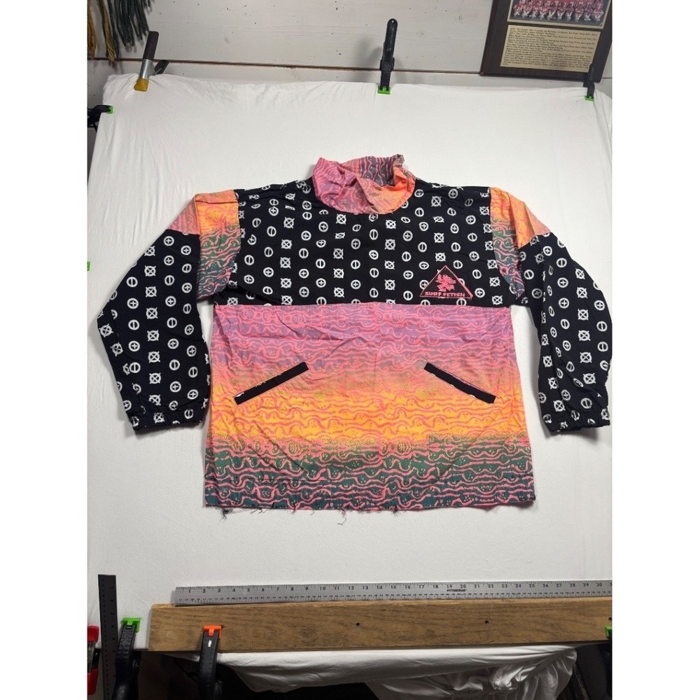 Vintage Surf Fetish Men's Neon Abstract Anorak Windbreaker Jacket One Size